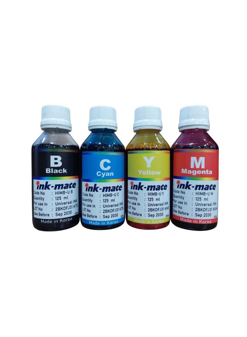 إنك ميت مجموعة الحبر السائل لإعادة تعبئة خراطيش Canon HP و Epson  4 ألوان 125ml - Image 1